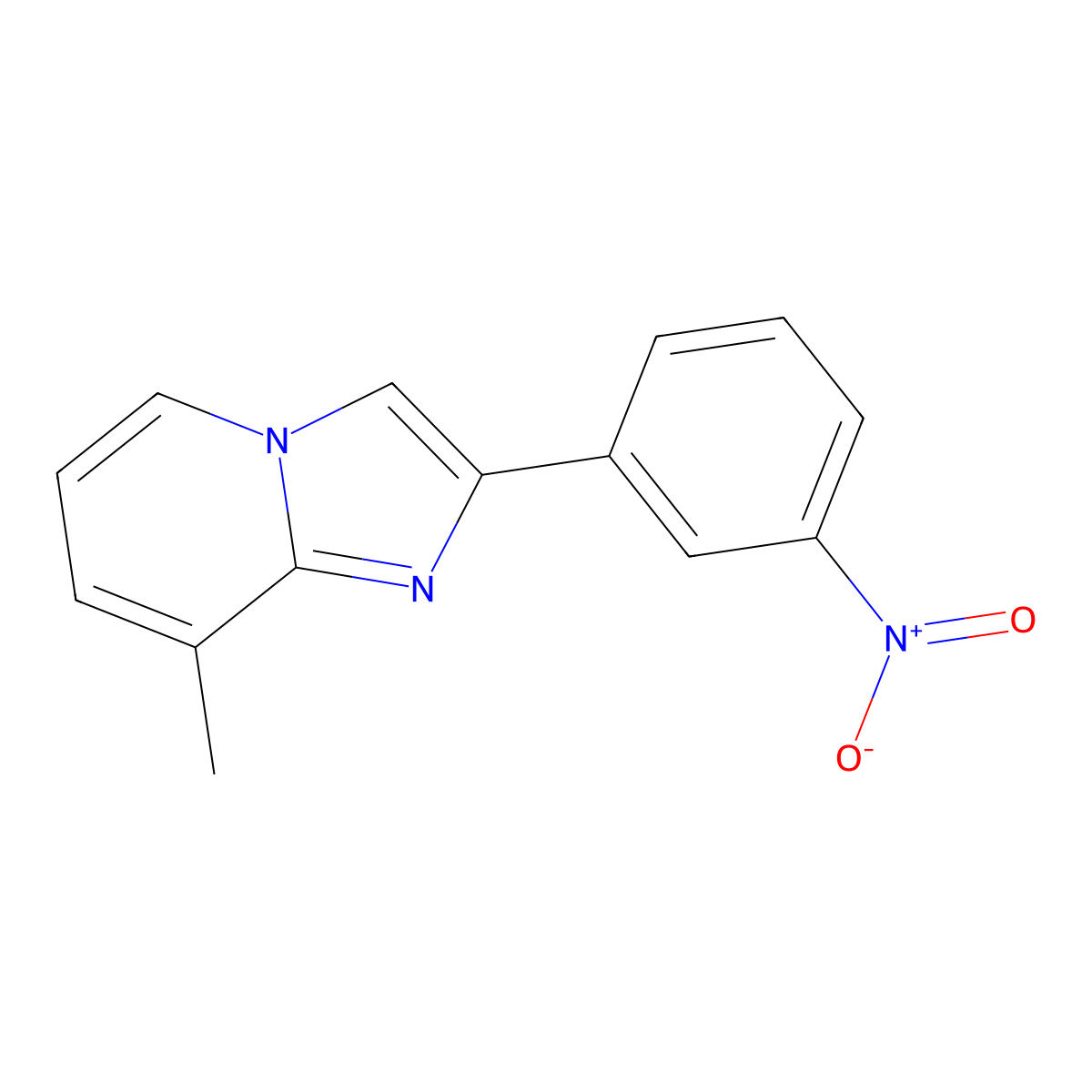 8-Methyl-2-(3-nitrophenyl)imidazo[1,2-a]pyridine molecular structure, CAS 524726-20-3