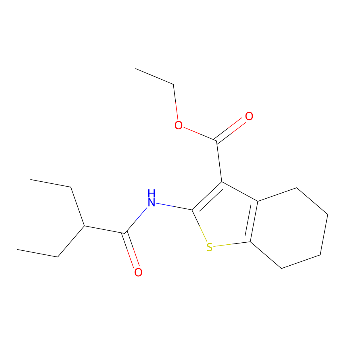 Ethyl 2-[(2-ethylbutanoyl)amino]-4,5,6,7-tetrahydro-1-benzothiophene-3-carboxylate molecular structure, CAS 524726-65-6