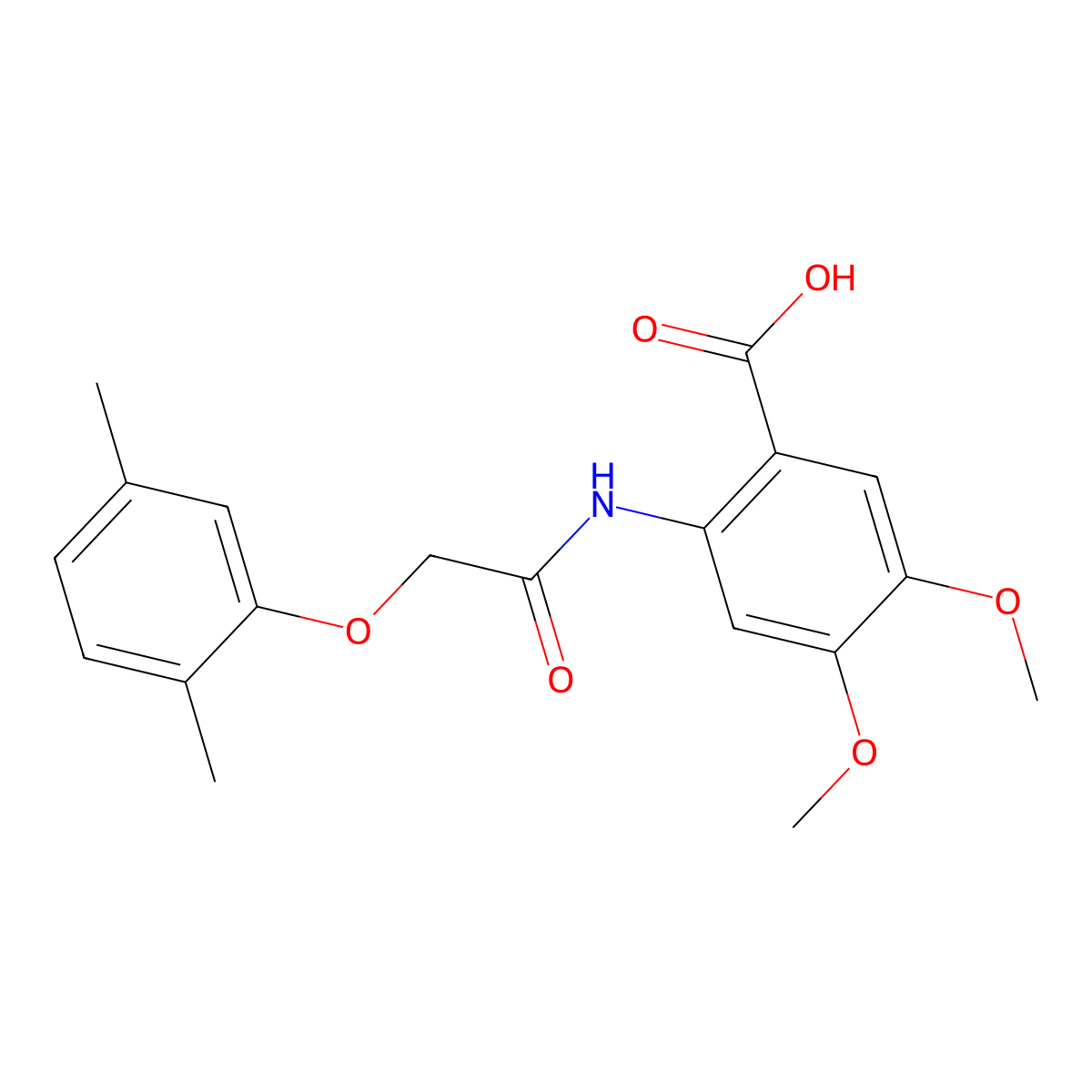 2-{[(2,5-Dimethylphenoxy)acetyl]amino}-4,5-dimethoxybenzoic acid molecular structure, CAS 524727-14-8