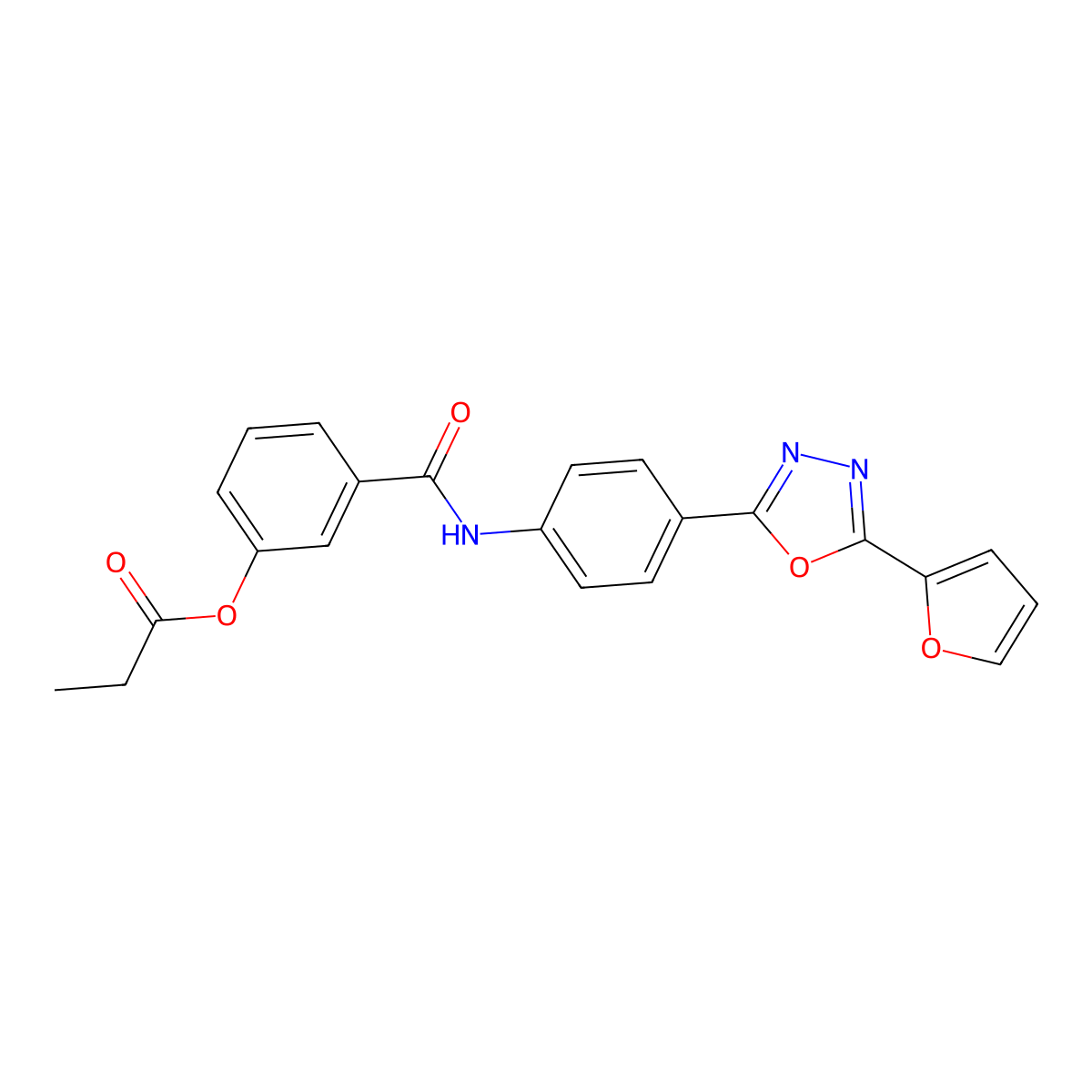 3-({4-[5-(Furan-2-yl)-1,3,4-oxadiazol-2-yl]phenyl}carbamoyl)phenyl propanoate molecular structure, CAS 524727-21-7