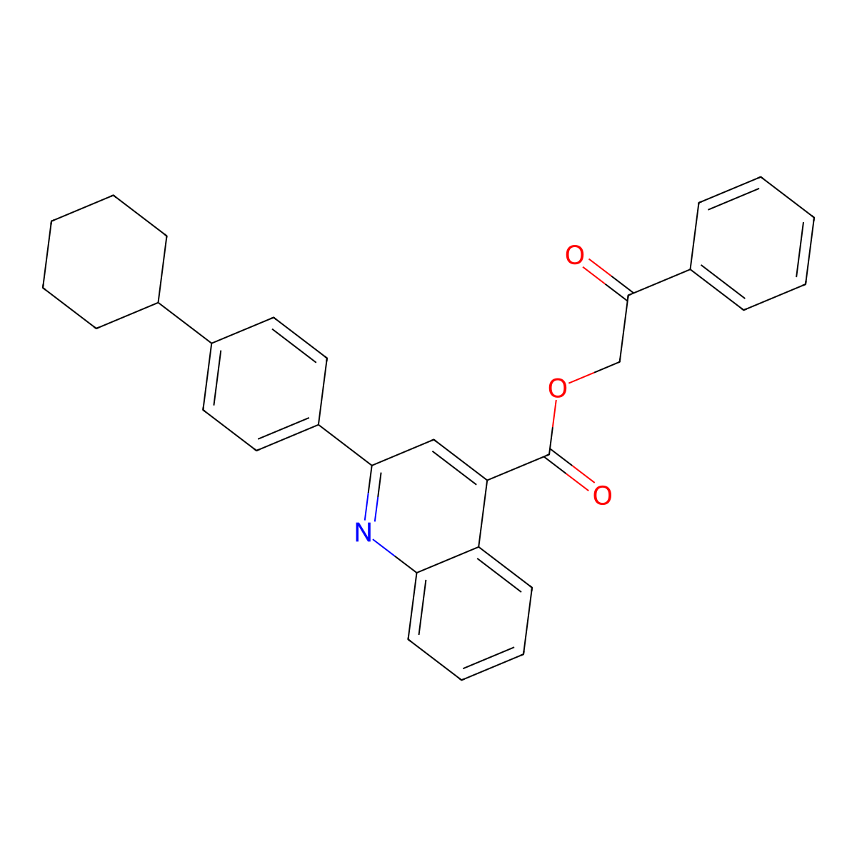 Phenacyl 2-(4-cyclohexylphenyl)quinoline-4-carboxylate molecular structure, CAS 524727-57-9