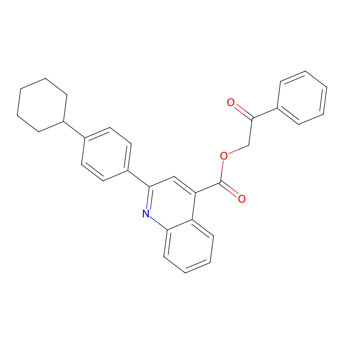 Phenacyl 2-(4-cyclohexylphenyl)quinoline-4-carboxylate molecular structure, CAS 524727-57-9