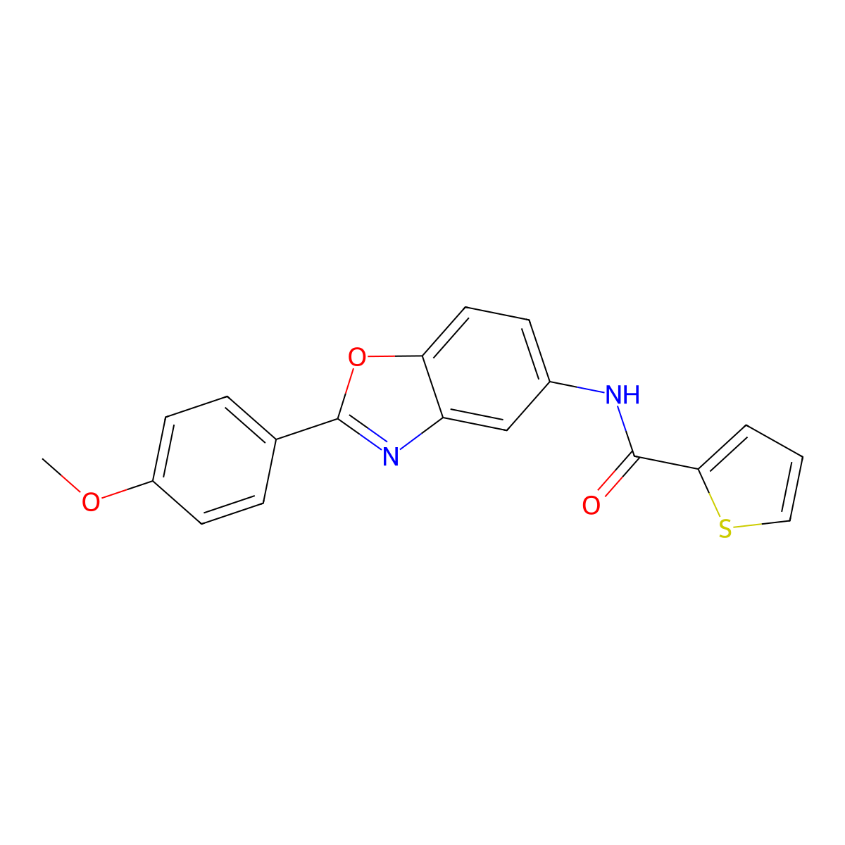 N-[2-(4-methoxyphenyl)-1,3-benzoxazol-5-yl]thiophene-2-carboxamide molecular structure, CAS 524730-47-0