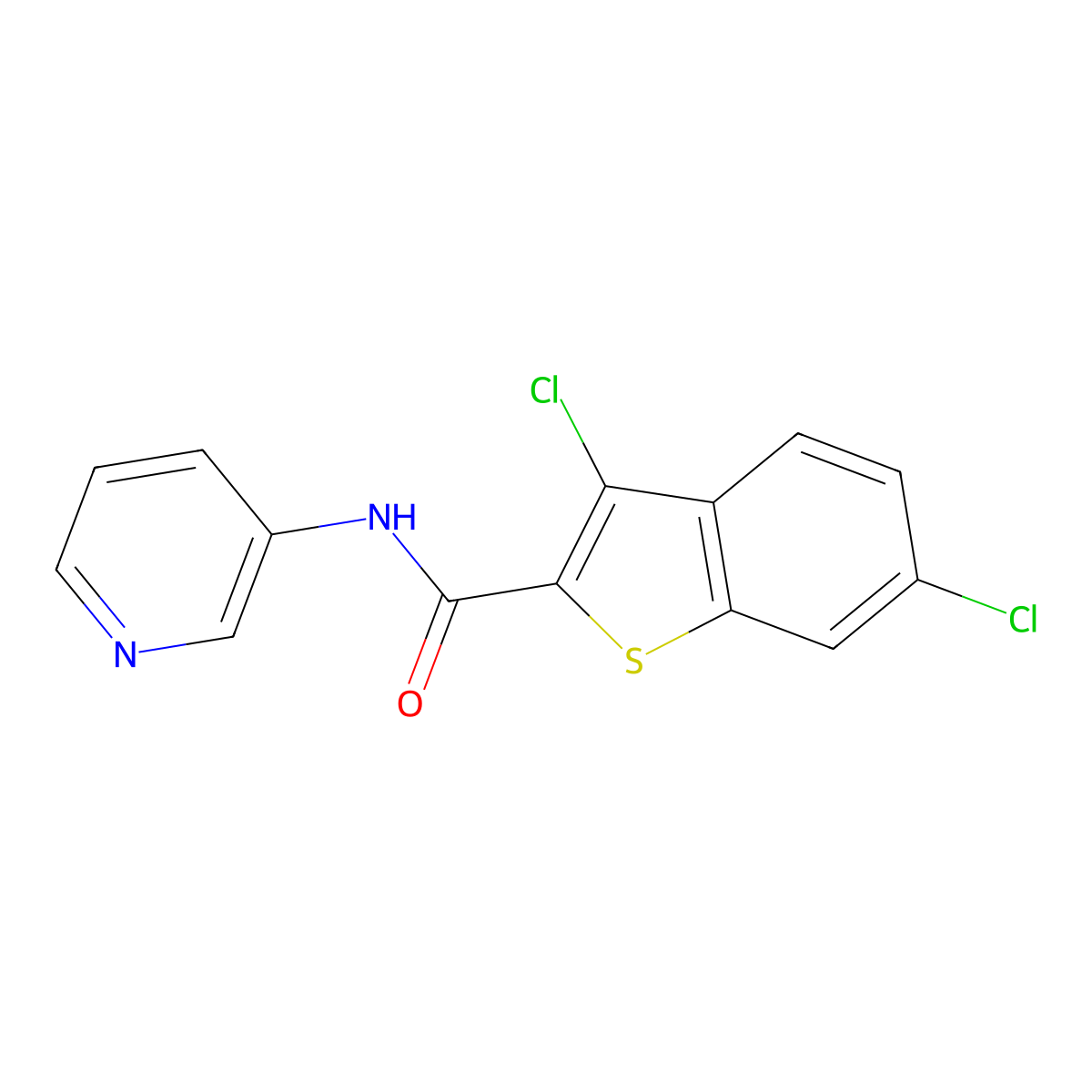 3,6-dichloro-N-(3-pyridinyl)-1-benzothiophene-2-carboxamide molecular structure, CAS 524732-74-9