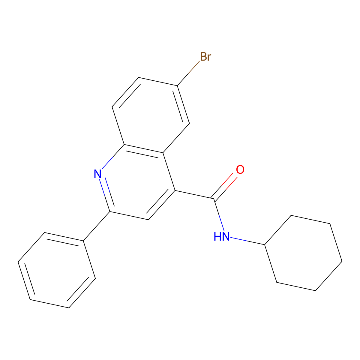6-Bromo-N-cyclohexyl-2-phenyl-4-quinolinecarboxamide molecular structure, CAS 524733-18-4