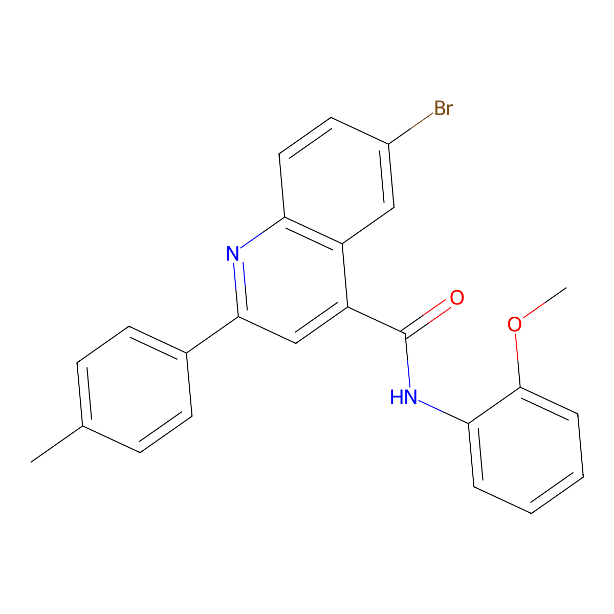 6-bromo-N-(2-methoxyphenyl)-2-(4-methylphenyl)quinoline-4-carboxamide molecular structure, CAS 524733-83-3
