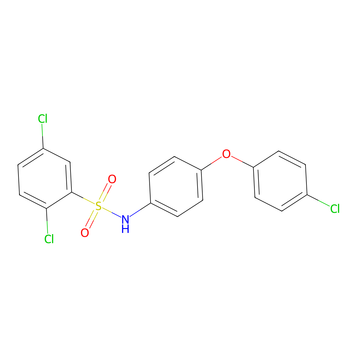 2,5-dichloro-N-[4-(4-chlorophenoxy)phenyl]benzenesulfonamide molecular structure, CAS 524739-71-7