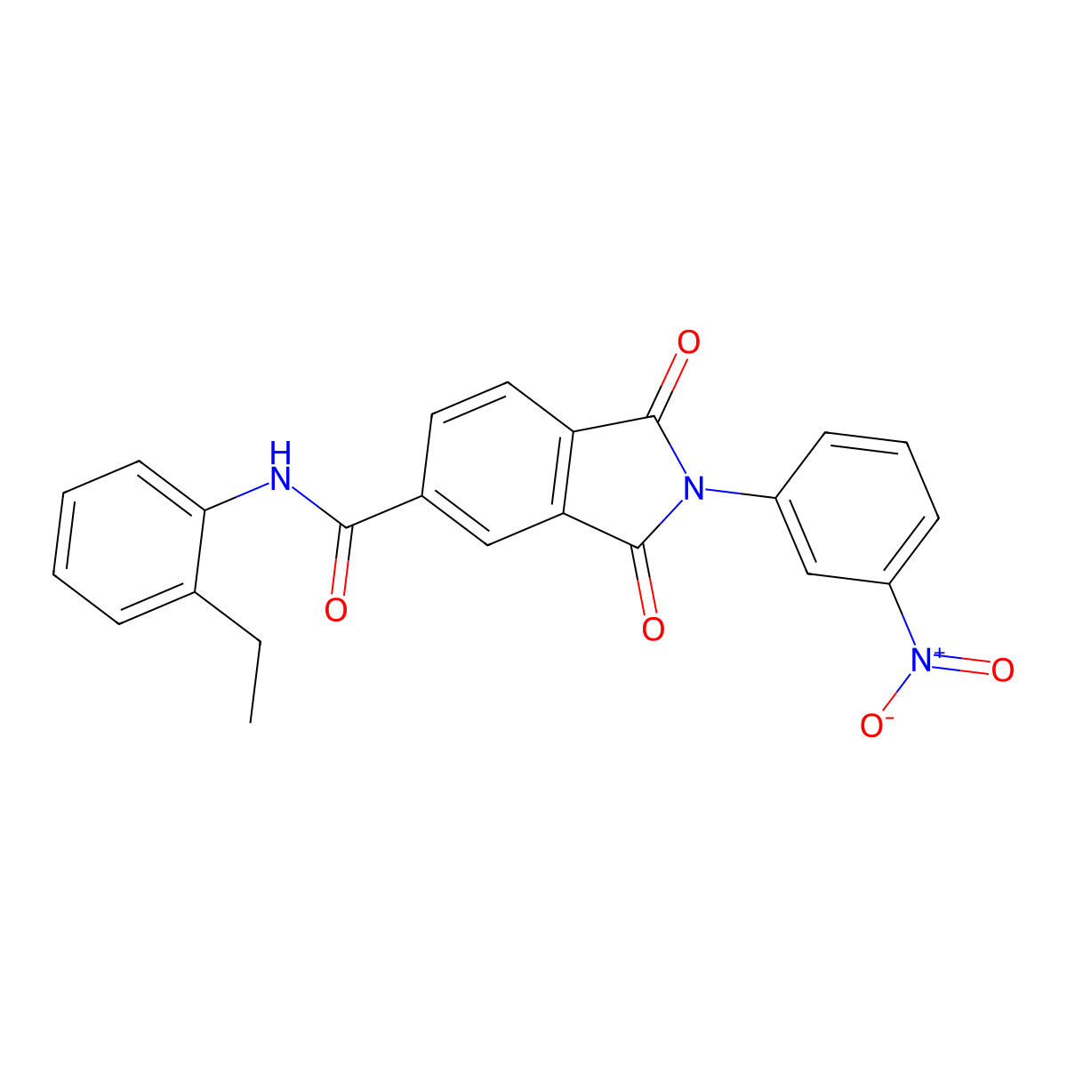 N-(2-ethylphenyl)-2-(3-nitrophenyl)-1,3-dioxoisoindole-5-carboxamide molecular structure, CAS 524739-80-8