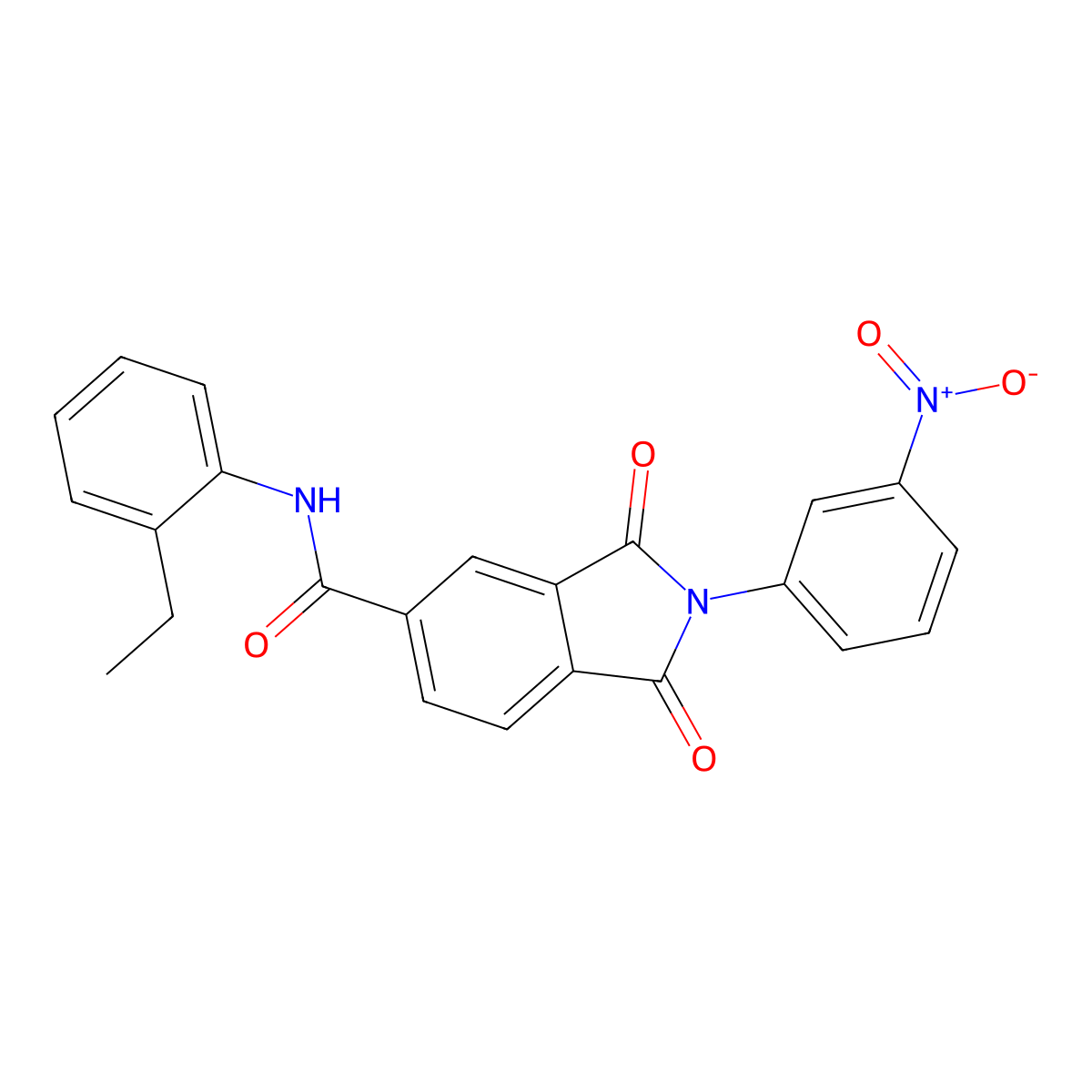 N-(2-ethylphenyl)-2-(3-nitrophenyl)-1,3-dioxoisoindole-5-carboxamide molecular structure, CAS 524739-80-8