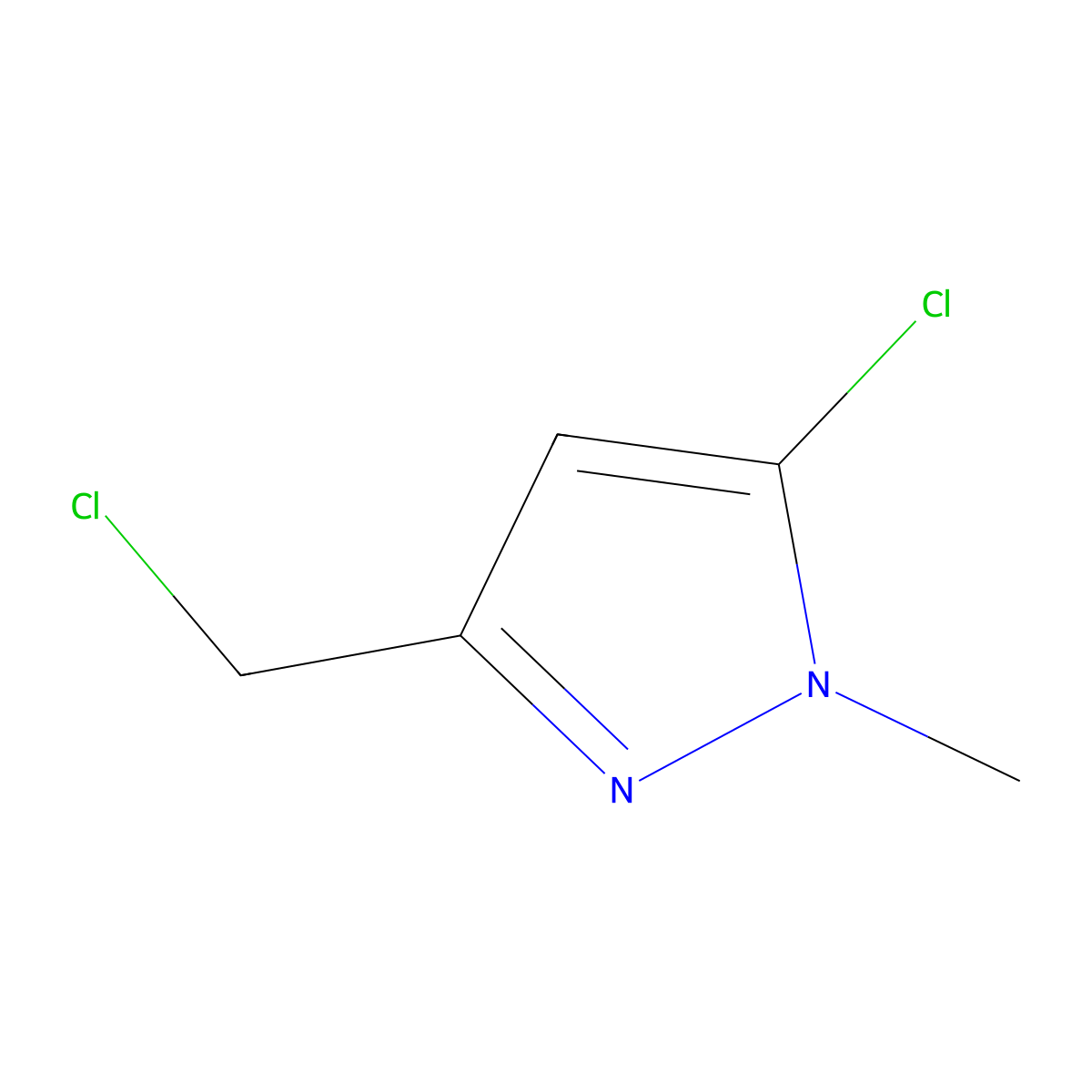 5-chloro-3-(chloromethyl)-1-methyl-1H-pyrazole molecular structure, CAS 524740-33-8