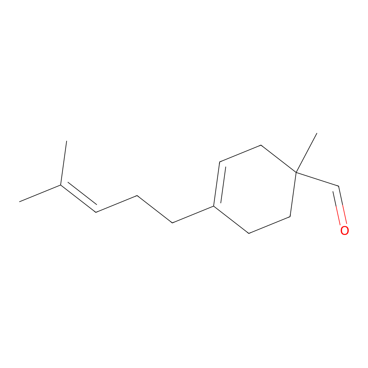 3-Cyclohexene-1-carboxaldehyde, 1-methyl-4-(4-methyl-3-penten-1-yl)- molecular structure, CAS 52475-86-2