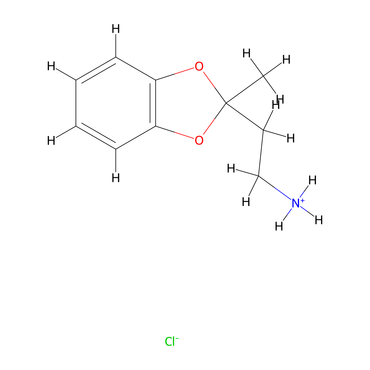 2-(2-Methyl-2H-1,3-benzodioxol-2-yl)ethan-1-amine--hydrogen chloride (1/1) molecular structure, CAS 52479-18-2