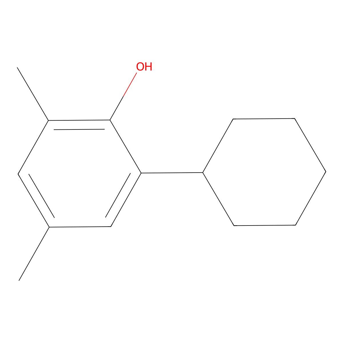 2-Cyclohexyl-4,6-dimethylphenol molecular structure, CAS 52479-96-6