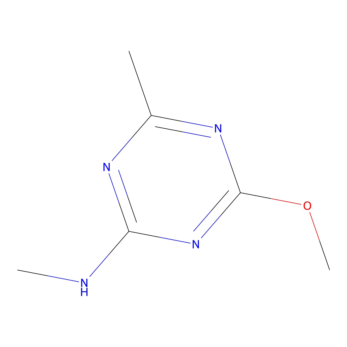 1,3,5-Triazin-2-amine, 4-methoxy-N,6-dimethyl- molecular structure, CAS 5248-39-5
