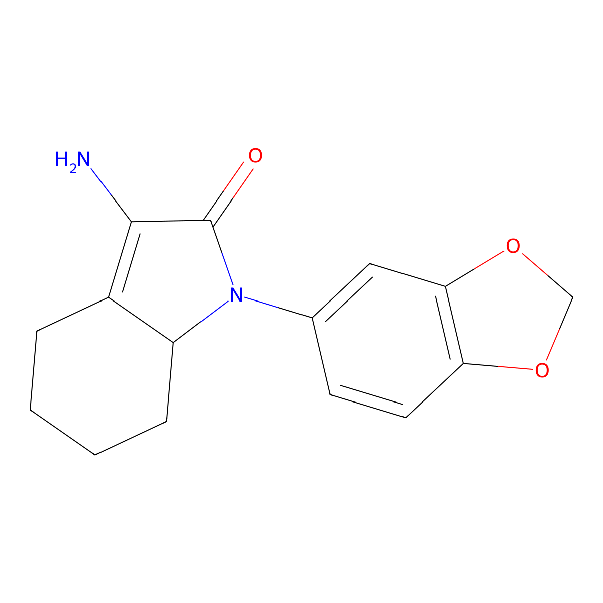 3-amino-1-(1,3-benzodioxol-5-yl)-1,4,5,6,7,7a-hexahydro-2H-indol-2-one molecular structure, CAS 52480-74-7