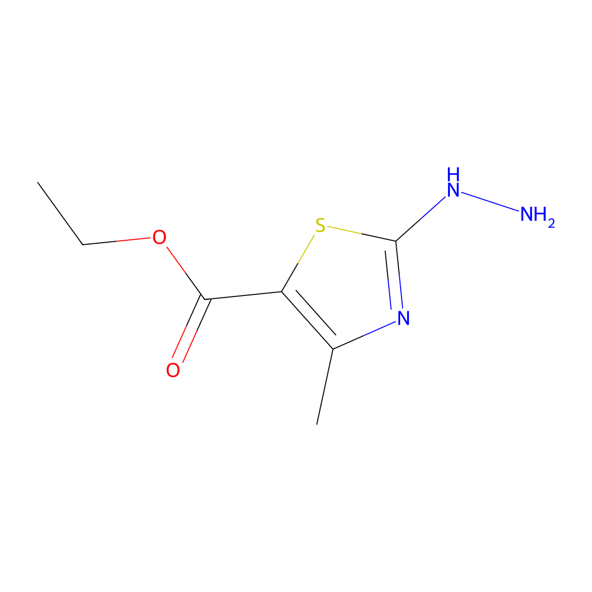 Ethyl 2-hydrazino-4-methyl-1,3-thiazole-5-carboxylate molecular structure, CAS 52481-66-0