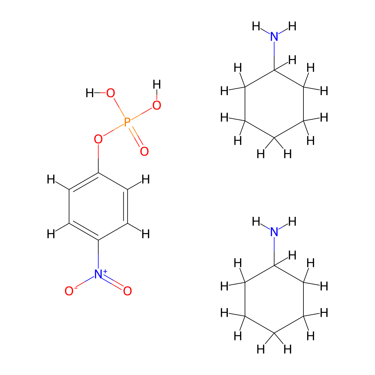 Phosphoric acid, mono(4-nitrophenyl) ester, compd. with cyclohexanamine (1:2) molecular structure, CAS 52483-84-8