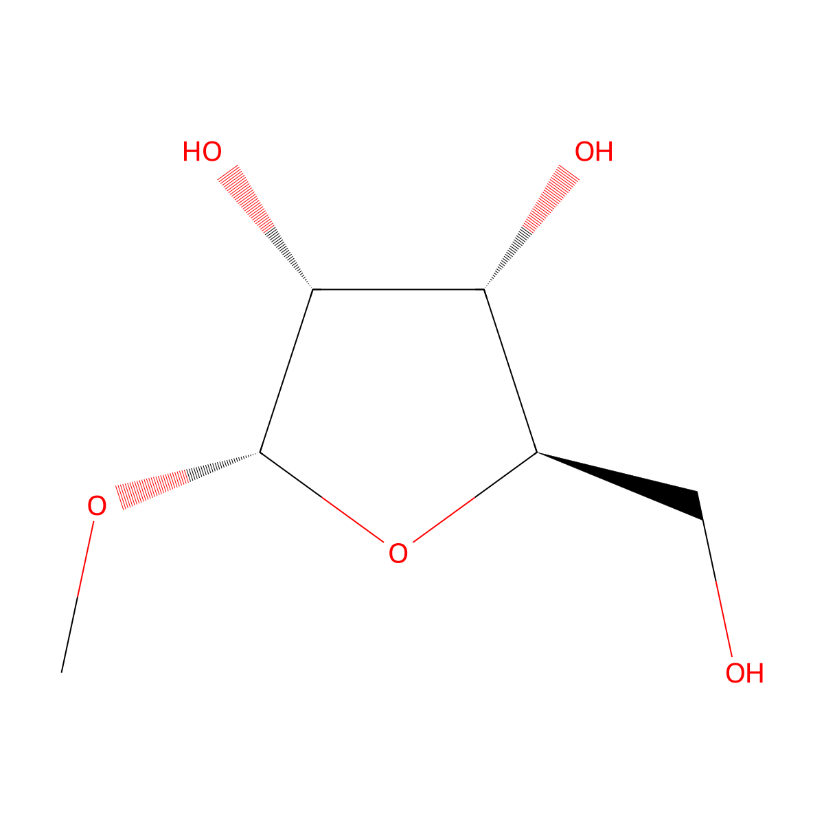 alpha-D-Ribofuranoside, methyl molecular structure, CAS 52485-92-4