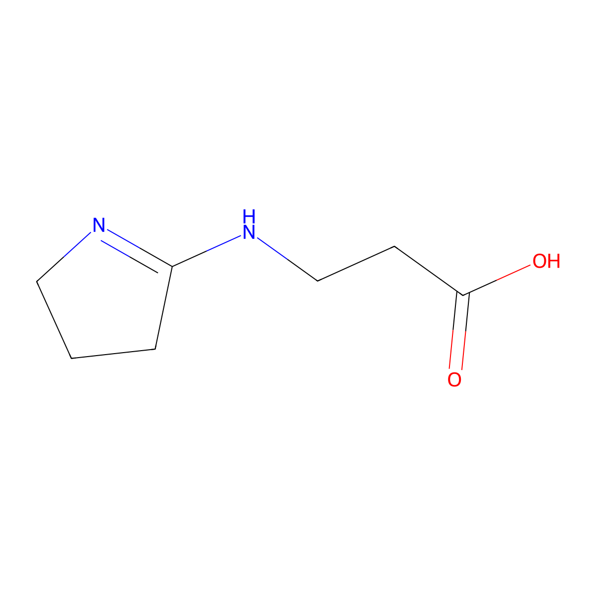 N-(3,4-dihydro-2H-pyrrol-5-yl)-beta-alanine molecular structure, CAS 5249-19-4