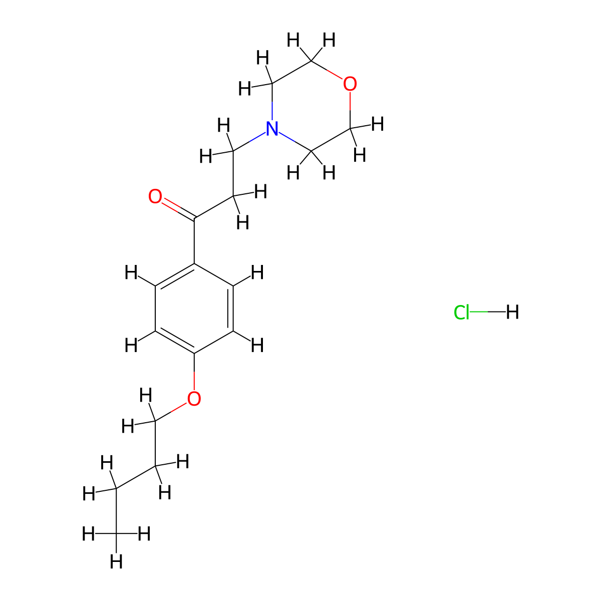 Propiophenone, 4'-butoxy-3-morpholino-, hydrochloride molecular structure, CAS 5249-85-4