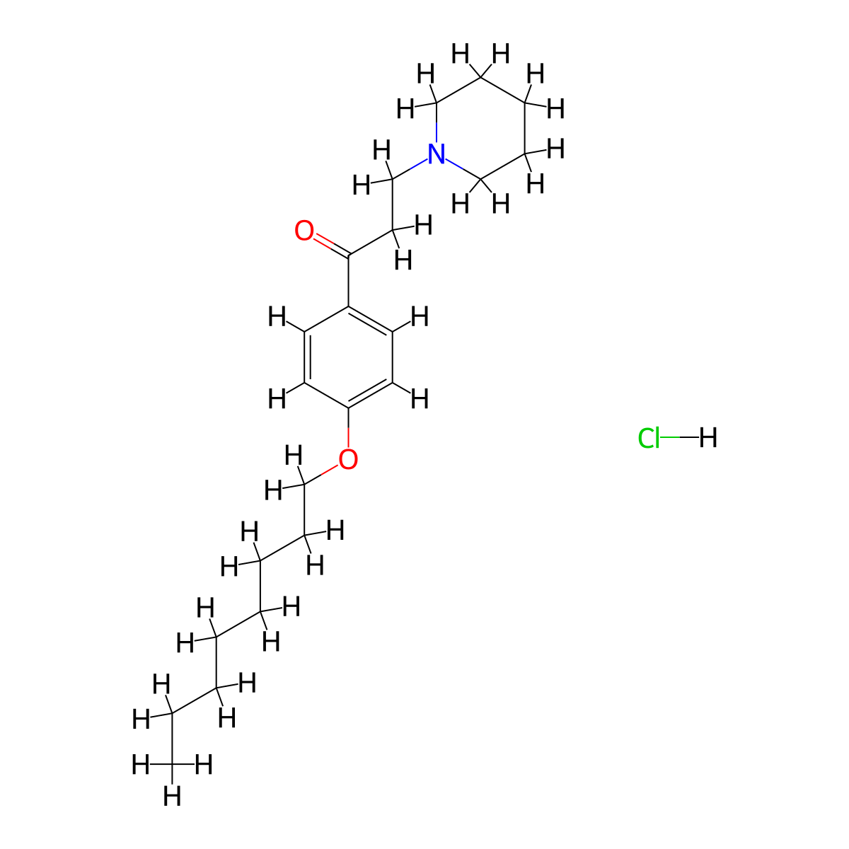 Propiophenone, 4'-octyloxy-3-piperidino-, hydrochloride molecular structure, CAS 5249-88-7