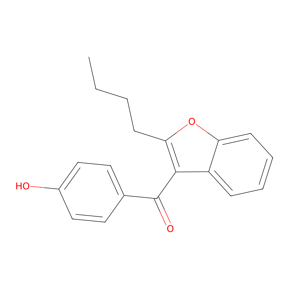 (2-Butylbenzofuran-3-yl) (4-hydroxyphenyl) ketone molecular structure, CAS 52490-15-0