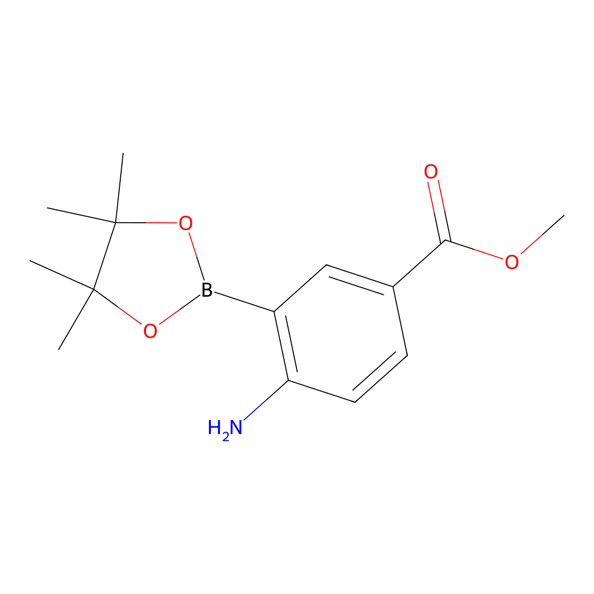Methyl 4-amino-3-(4,4,5,5-tetramethyl-1,3,2-dioxaborolan-2-yl)benzoate molecular structure, CAS 524916-42-5