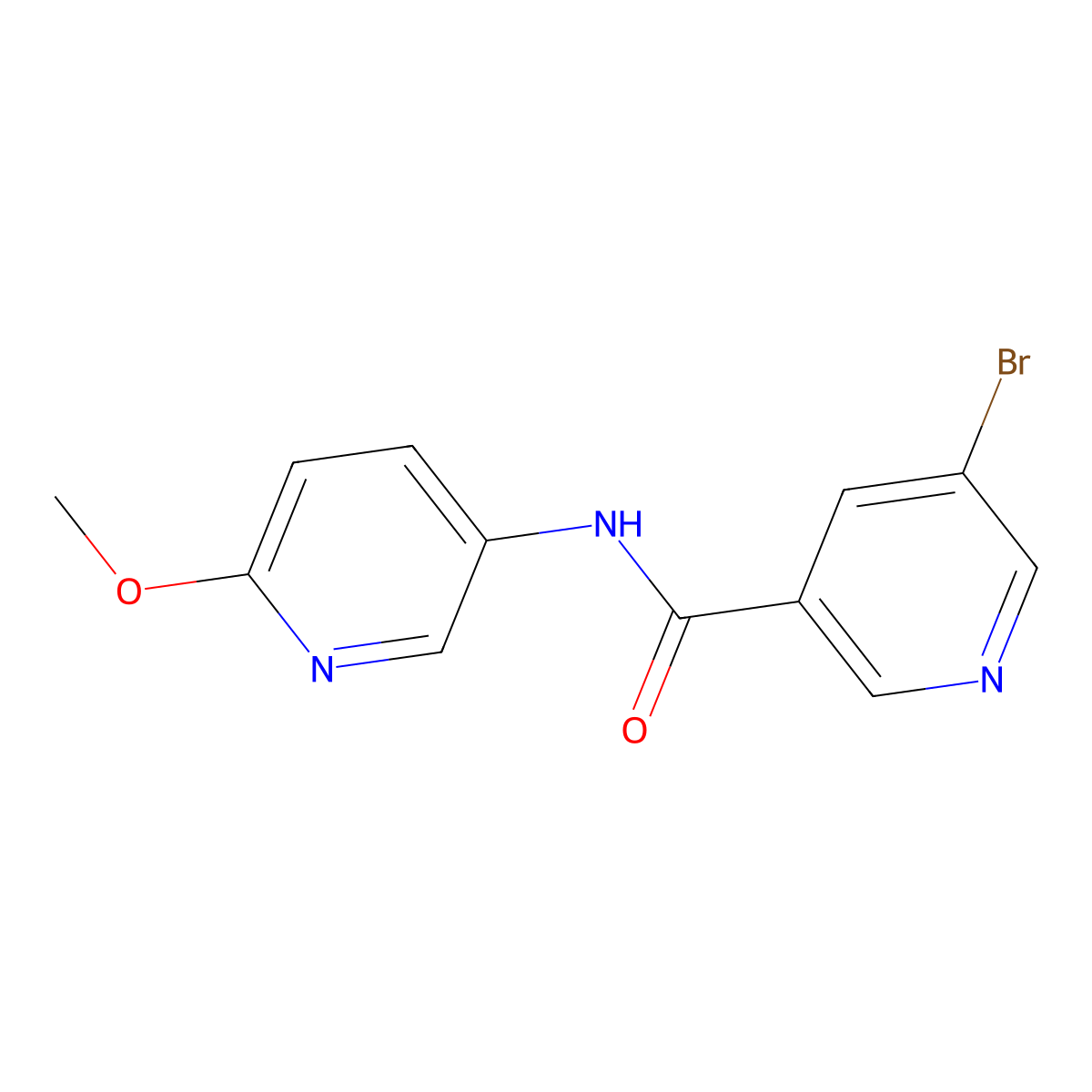 5-bromo-N-(6-methoxypyridin-3-yl)nicotinamide molecular structure, CAS 524924-30-9