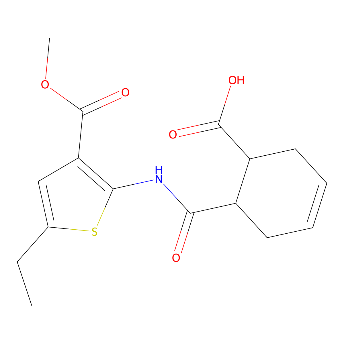 6-{[5-Ethyl-3-(methoxycarbonyl)thiophen-2-yl]carbamoyl}cyclohex-3-ene-1-carboxylic acid molecular structure, CAS 524927-04-6