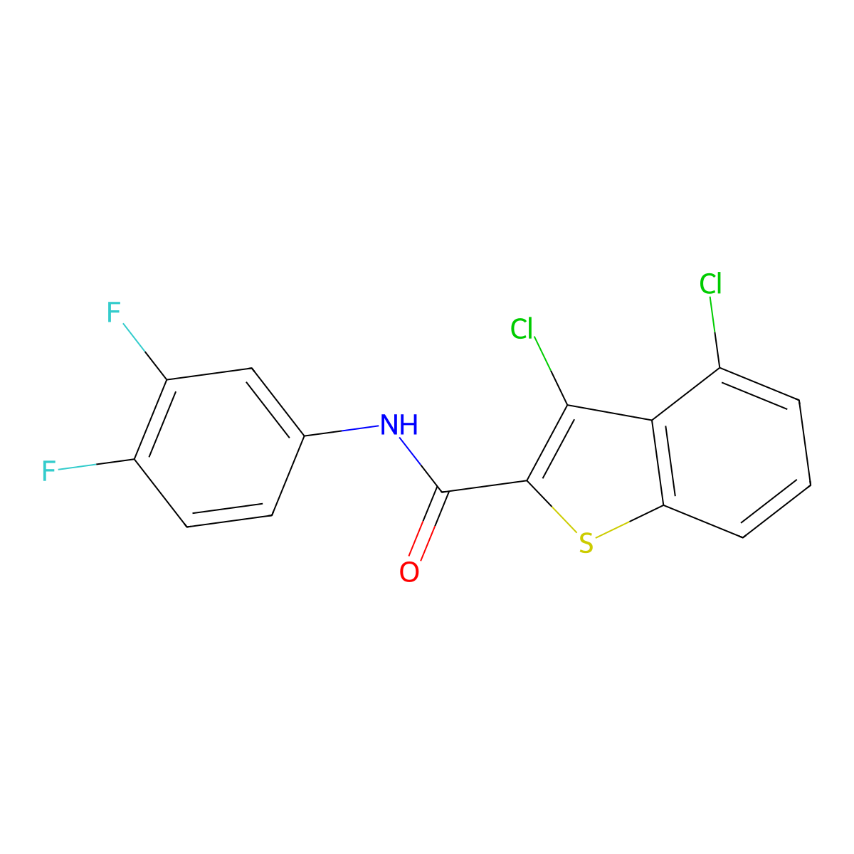3,4-dichloro-N-(3,4-difluorophenyl)-1-benzothiophene-2-carboxamide molecular structure, CAS 524927-42-2