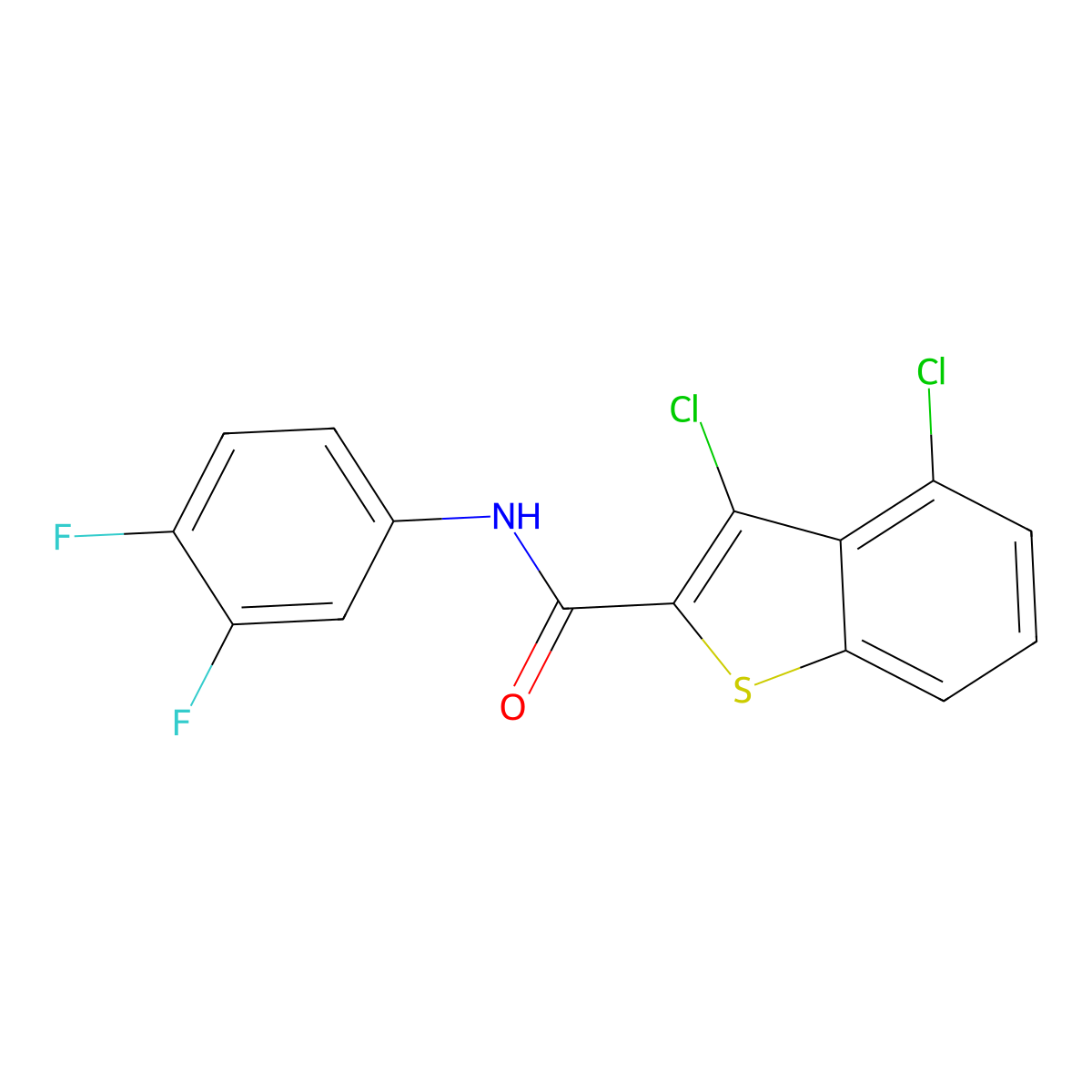 3,4-dichloro-N-(3,4-difluorophenyl)-1-benzothiophene-2-carboxamide molecular structure, CAS 524927-42-2