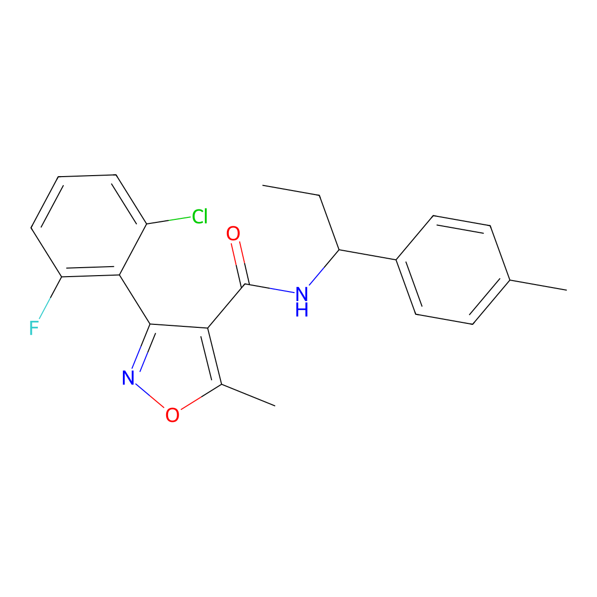 3-(2-chloro-6-fluorophenyl)-5-methyl-N-[1-(4-methylphenyl)propyl]-1,2-oxazole-4-carboxamide molecular structure, CAS 524927-49-9