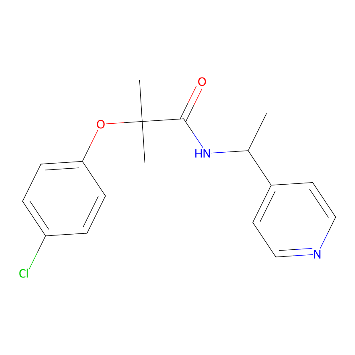 2-(4-chlorophenoxy)-2-methyl-N-(1-pyridin-4-ylethyl)propanamide molecular structure, CAS 524927-54-6