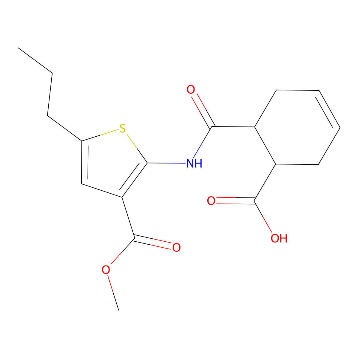 6-{[3-(Methoxycarbonyl)-5-propylthiophen-2-yl]carbamoyl}cyclohex-3-ene-1-carboxylic acid molecular structure, CAS 524927-60-4
