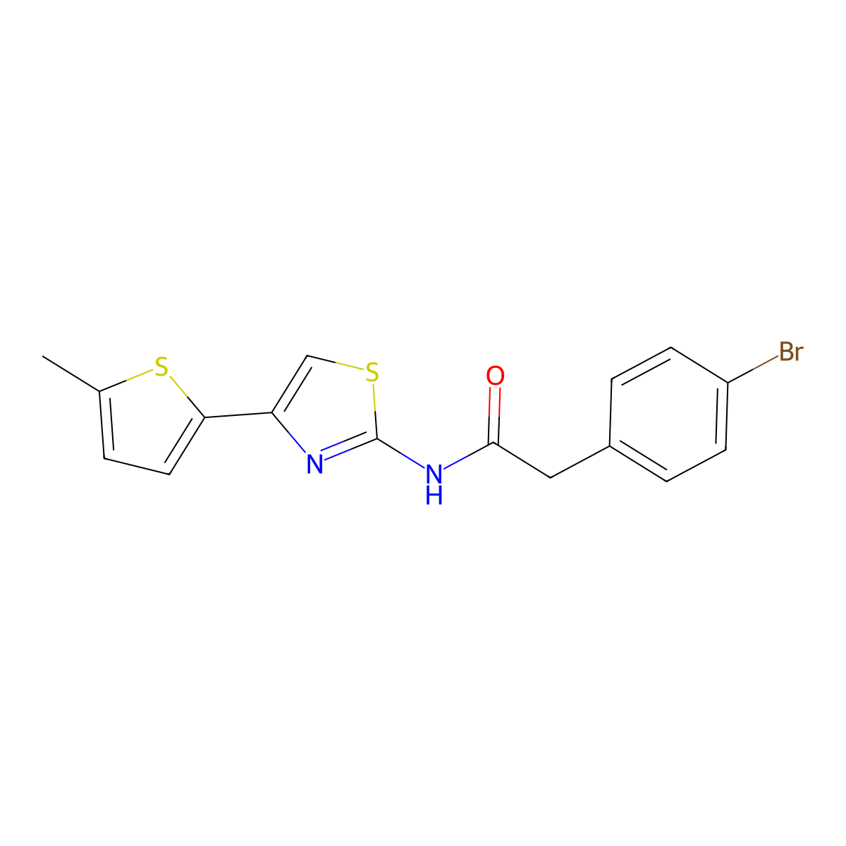 2-(4-bromophenyl)-N-[4-(5-methylthiophen-2-yl)-1,3-thiazol-2-yl]acetamide molecular structure, CAS 524927-69-3