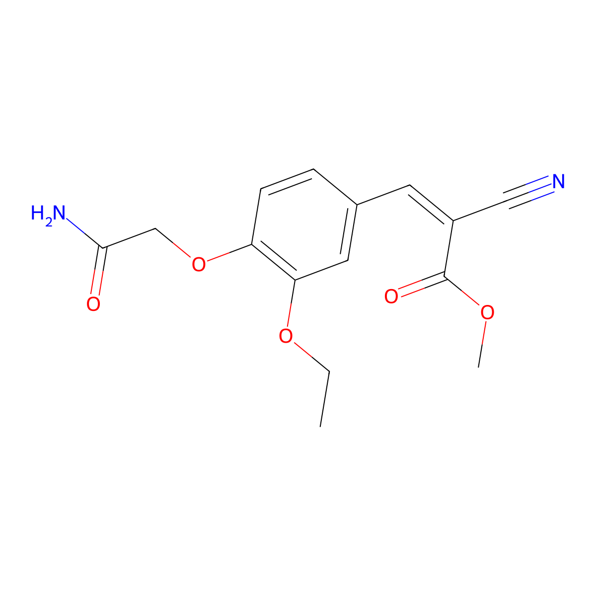 Methyl 3-[4-(2-amino-2-oxoethoxy)-3-ethoxyphenyl]-2-cyanoprop-2-enoate molecular structure, CAS 524928-41-4