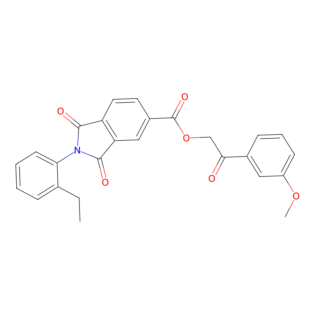 2-(3-methoxyphenyl)-2-oxoethyl 2-(2-ethylphenyl)-1,3-dioxo-2,3-dihydro-1H-isoindole-5-carboxylate molecular structure, CAS 524930-01-6