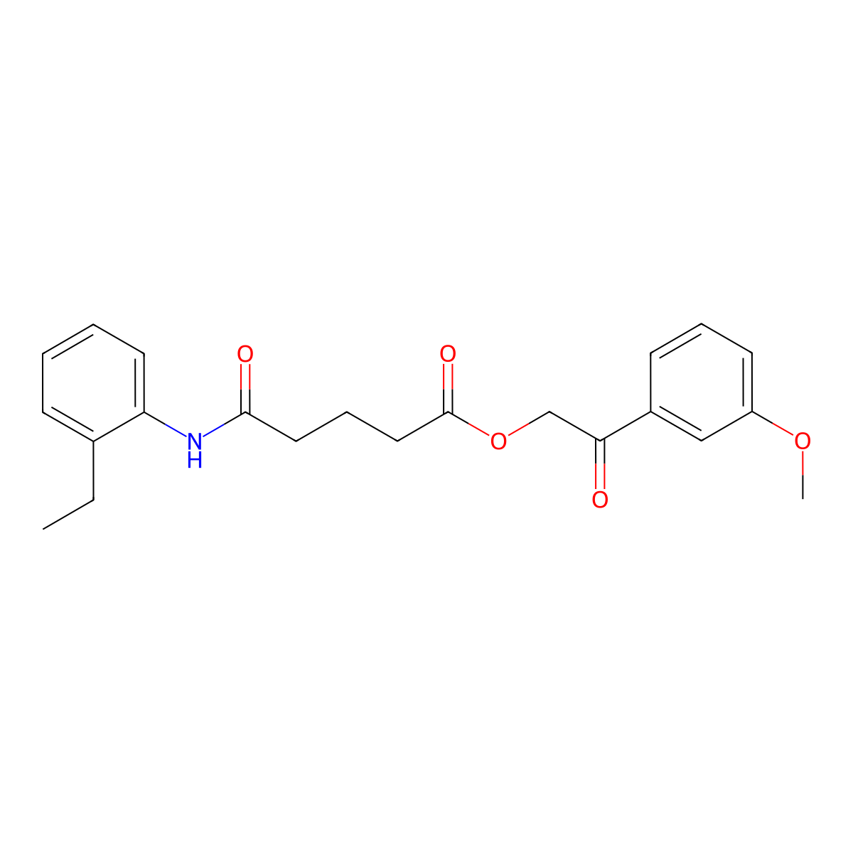 2-(3-Methoxyphenyl)-2-oxoethyl 5-((2-ethylphenyl)amino)-5-oxopentanoate molecular structure, CAS 524930-15-2