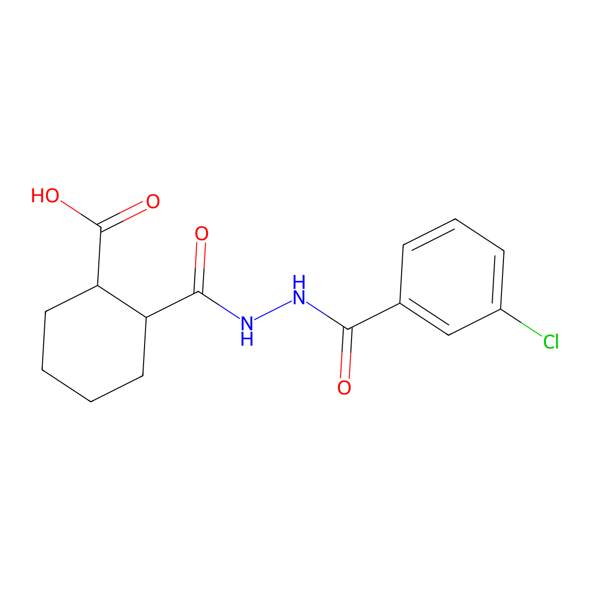 1,2-Cyclohexanedicarboxylic acid, mono[2-(3-chlorobenzoyl)hydrazide] molecular structure, CAS 524932-32-9