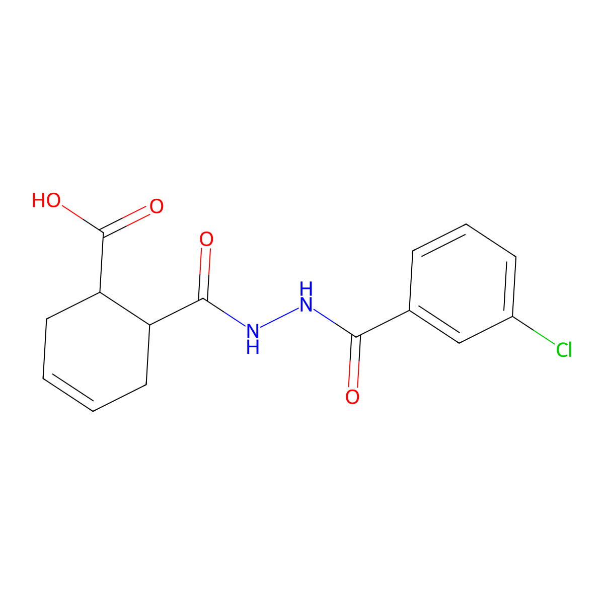 6-({2-[(3-Chlorophenyl)carbonyl]hydrazinyl}carbonyl)cyclohex-3-ene-1-carboxylic acid molecular structure, CAS 524932-34-1