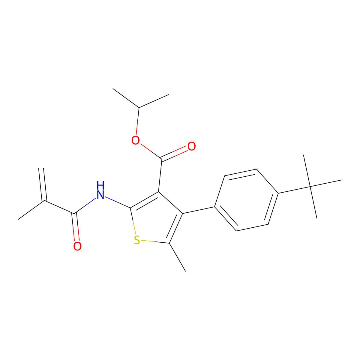 Propan-2-yl 4-(4-tert-butylphenyl)-5-methyl-2-[(2-methylacryloyl)amino]thiophene-3-carboxylate molecular structure, CAS 524932-71-6