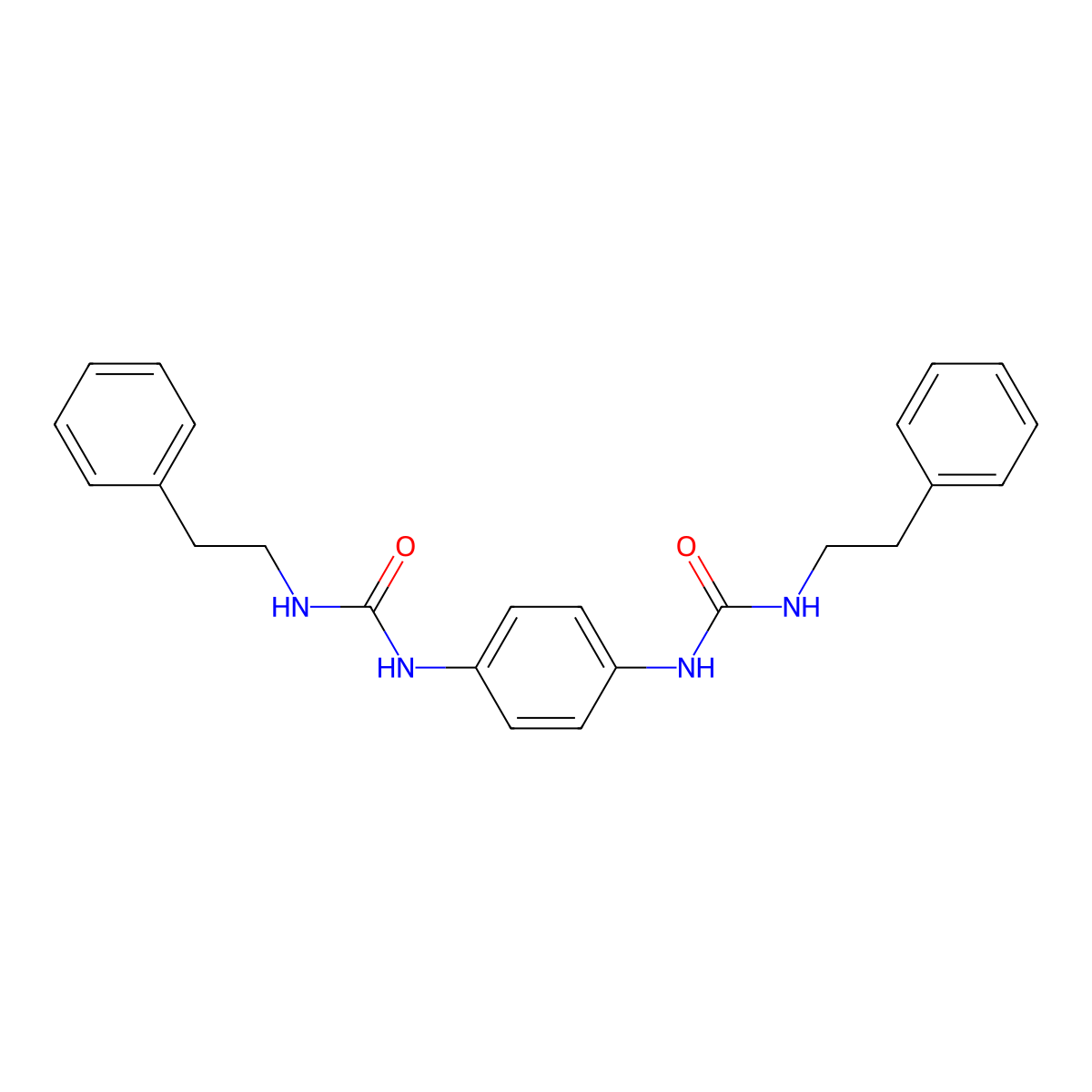 ((2-Phenylethyl)amino)-N-(4-(((2-phenylethyl)amino)carbonylamino)phenyl)formamide molecular structure, CAS 524933-51-5