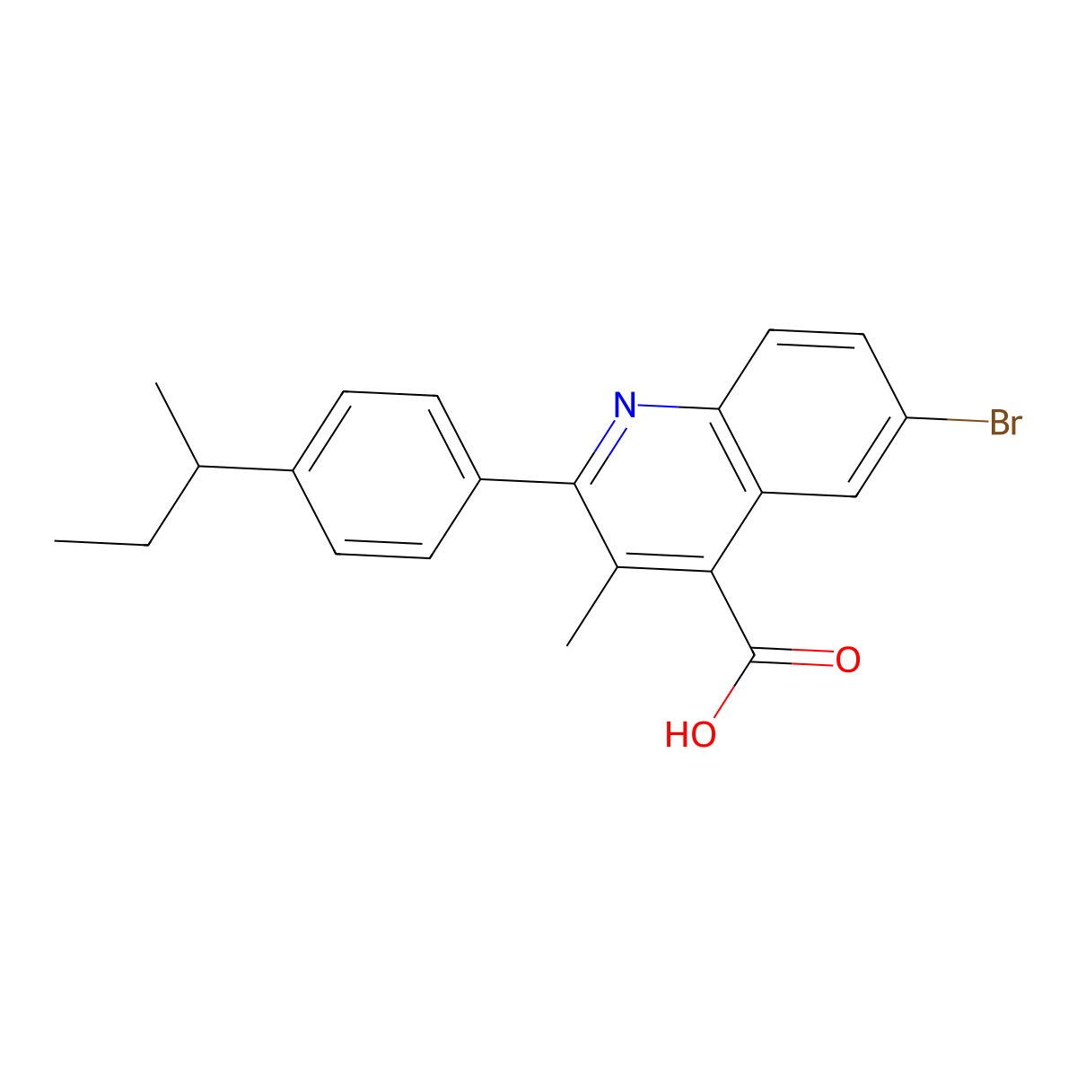6-Bromo-2-(4-butan-2-ylphenyl)-3-methylquinoline-4-carboxylic acid molecular structure, CAS 524933-54-8