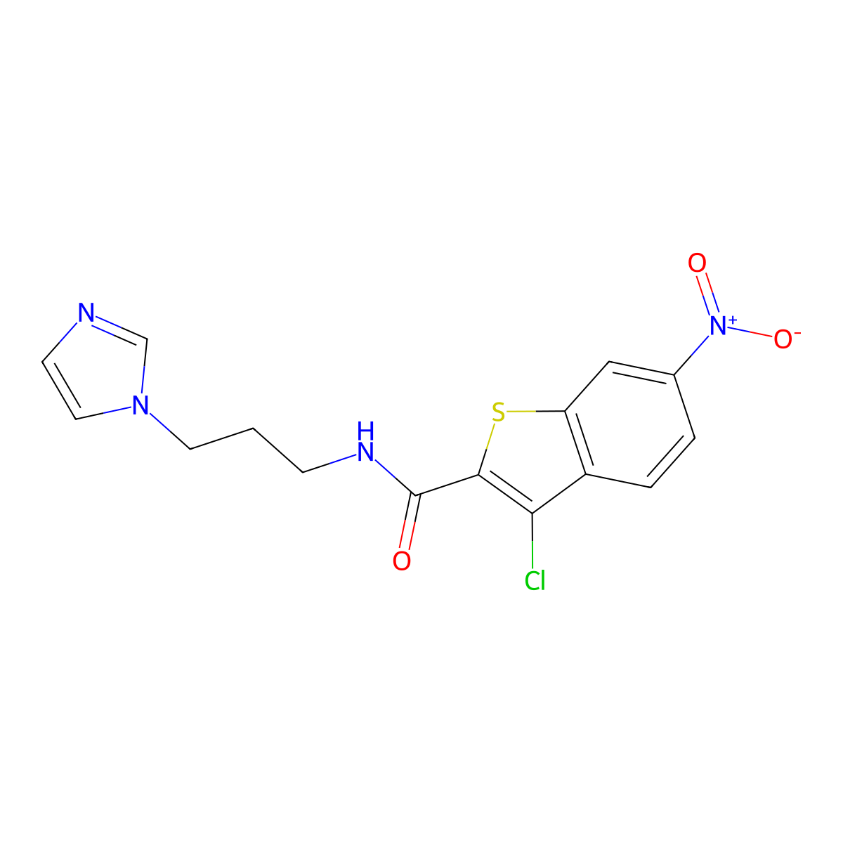3-chloro-N-[3-(1-imidazolyl)propyl]-6-nitro-1-benzothiophene-2-carboxamide molecular structure, CAS 524933-81-1