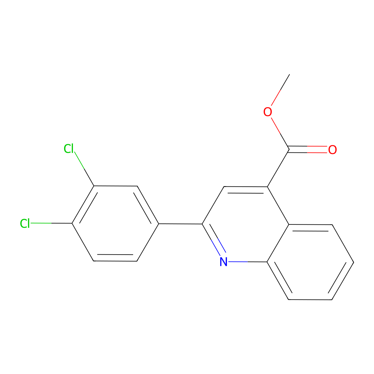 Methyl 2-(3,4-dichlorophenyl)quinoline-4-carboxylate molecular structure, CAS 524934-33-6