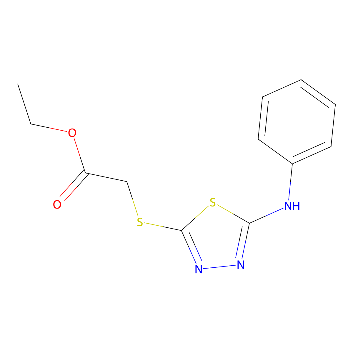 Ethyl 2-[(5-anilino-1,3,4-thiadiazol-2-yl)sulfanyl]acetate molecular structure, CAS 52494-15-2