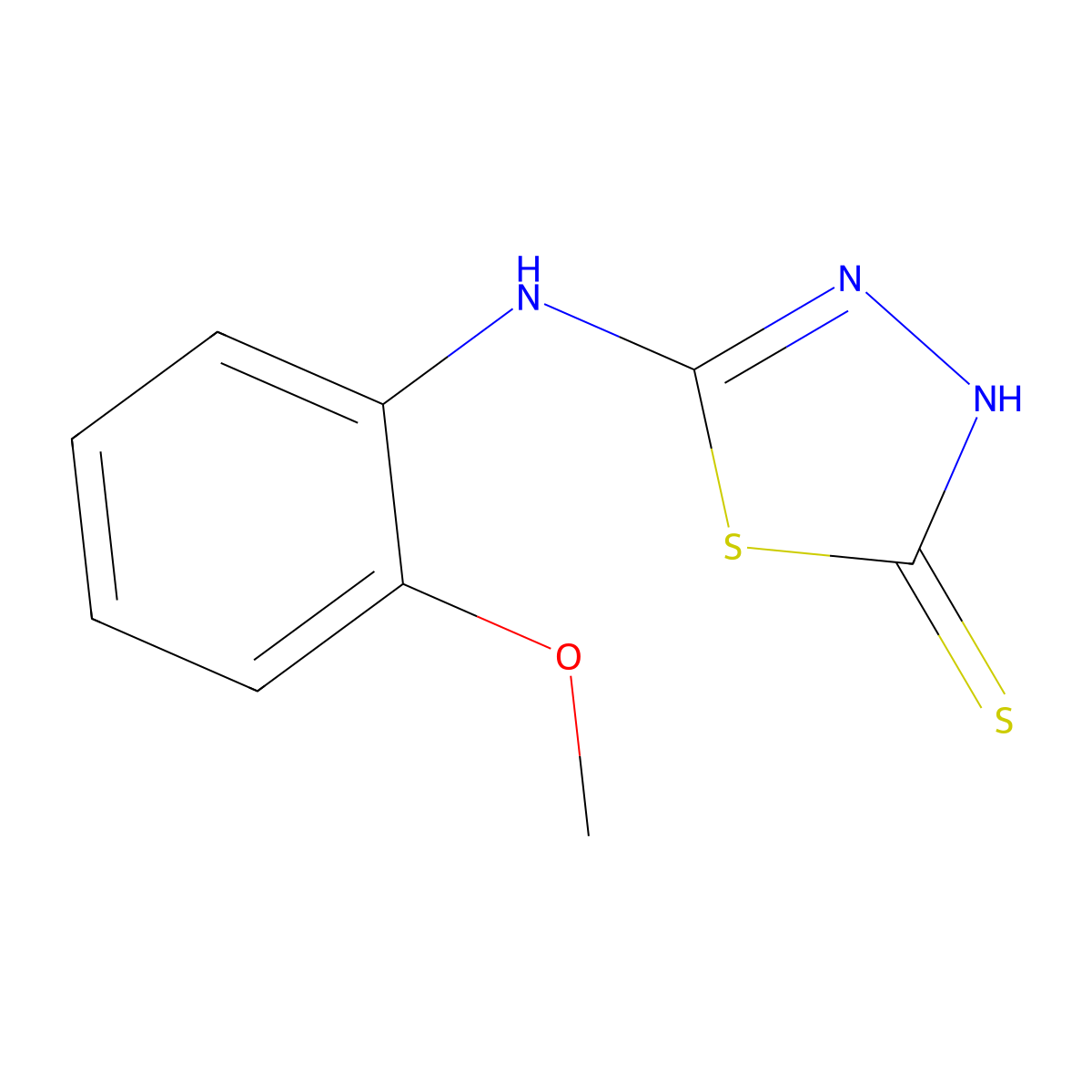 5-(2-Methoxyanilino)-1,3,4-thiadiazole-2(3H)-thione molecular structure, CAS 52494-33-4