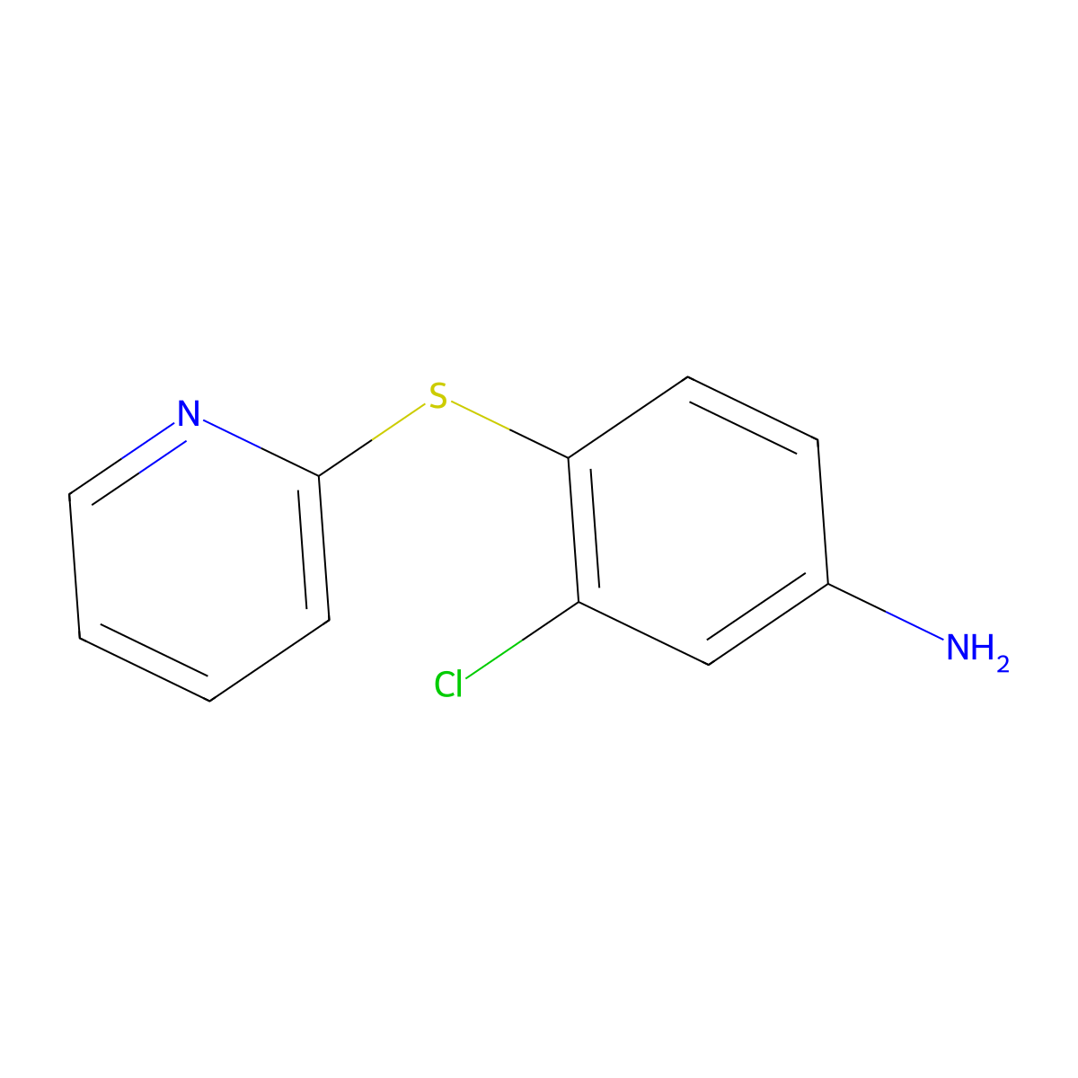 3-Chloro-4-(pyridin-2-ylsulfanyl)aniline molecular structure, CAS 524954-88-9
