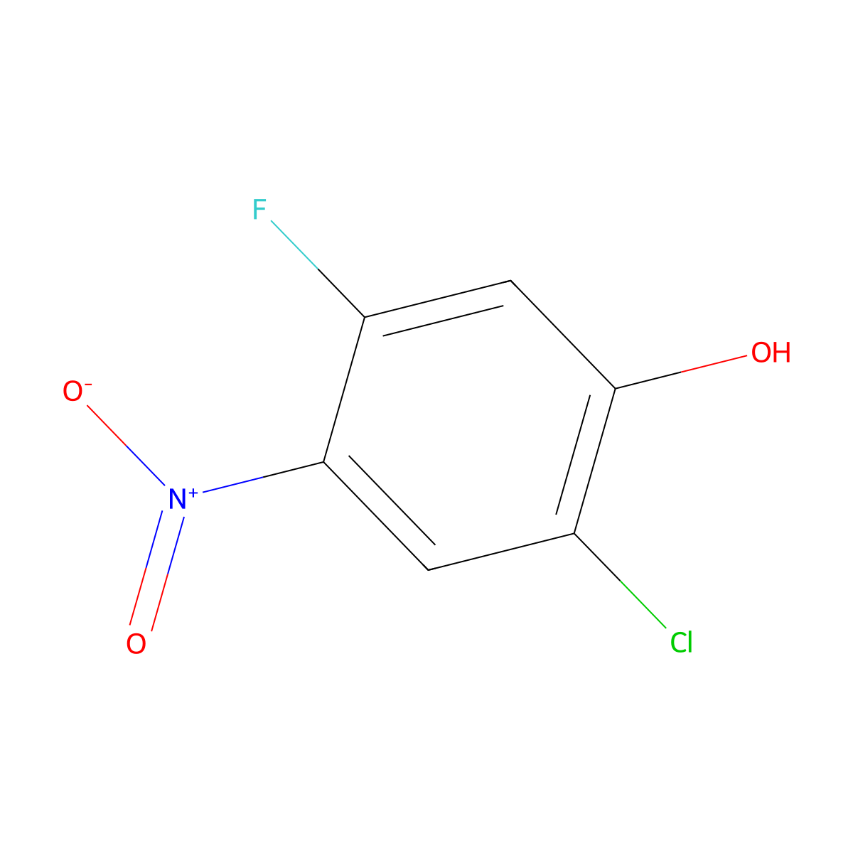 2-Chloro-5-fluoro-4-nitrophenol molecular structure, CAS 524955-92-8