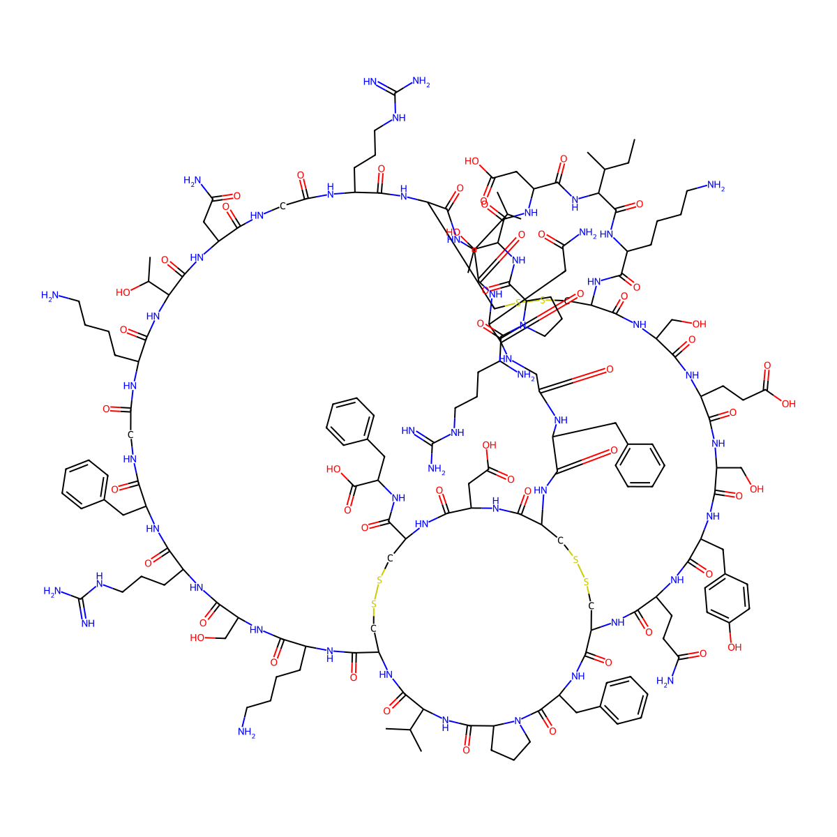 L-Phenylalanine,L-arginyl-L-prolyl-L-threonyl-L-a-aspartyl-L-isoleucyl-L-lysyl-L-cysteinyl-L-seryl-L-a-glutamyl-L-seryl-L-tyrosyl-L-glutaminyl-L-cysteinyl-L-phenylalanyl-L-prolyl-L-valyl-L-cysteinyl-L-lysyl-L-seryl-L-arginyl-L-phenylalanylglycyl-L-lysyl-L-threonyl-L-asparaginylglycyl-L-arginyl-L-cysteinyl-L-valyl-L-asparaginylgl molecular structure, CAS 524962-01-4